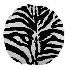 Zebra-black White Large 18  Premium Round Cushions by nateshop