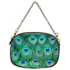 Peacock Feathers, Bonito, Bird, Blue, Colorful, Feathers Chain Purse (one Side) by nateshop