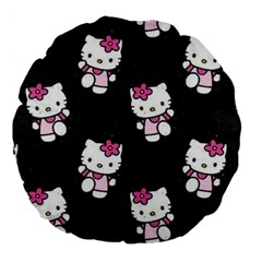 Hello Kitty, Pattern, Supreme Large 18  Premium Flano Round Cushions by nateshop