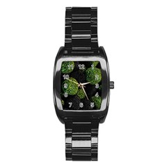 Berry,note, Green, Raspberries Stainless Steel Barrel Watch by nateshop