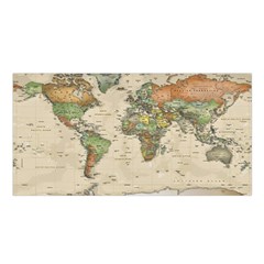 Vintage World Map Aesthetic Satin Shawl 45  X 80  by Cemarart