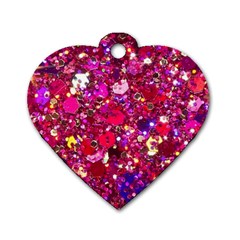Pink Glitter, Cute, Girly, Glitter, Pink, Purple, Sparkle Dog Tag Heart (one Side) by nateshop