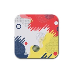 Red White Blue Retro Background, Retro Abstraction, Colored Retro Background Rubber Square Coaster (4 Pack) by nateshop