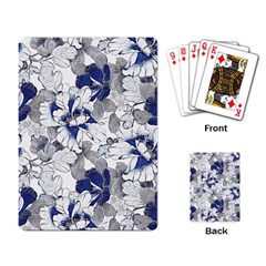 Retro Texture With Blue Flowers, Floral Retro Background, Floral Vintage Texture, White Background W Playing Cards Single Design (rectangle) by nateshop