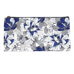 Retro Texture With Blue Flowers, Floral Retro Background, Floral Vintage Texture, White Background W Pencil Case by nateshop