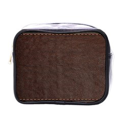 Black Leather Texture Leather Textures, Brown Leather Line Mini Toiletries Bag (one Side) by nateshop