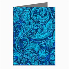 Blue Floral Pattern Texture, Floral Ornaments Texture Greeting Card by nateshop