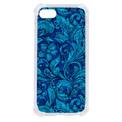 Blue Floral Pattern Texture, Floral Ornaments Texture Iphone Se by nateshop