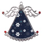 Flowers Pattern , Pattern, Flowers, Texture Metal Angel with Crystal Ornament Front