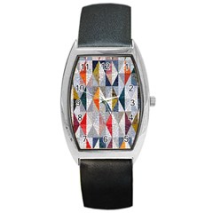 Mosaic, Colorful, Rhombuses, Pattern, Geometry Barrel Style Metal Watch by nateshop