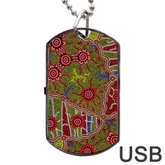 Authentic Aboriginal Art - Connections Dog Tag Usb Flash (one Side) by hogartharts