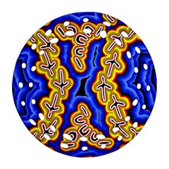 Authentic Aboriginal Art - Emu Dreaming Round Filigree Ornament (two Sides) by hogartharts