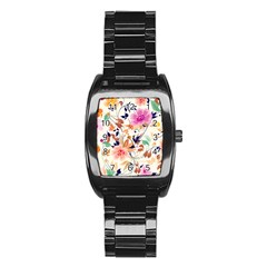 Abstract Floral Background Stainless Steel Barrel Watch by nateshop