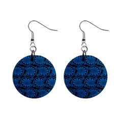Blue Floral Pattern Floral Greek Ornaments Mini Button Earrings