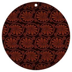 Brown Floral Pattern Floral Greek Ornaments Uv Print Acrylic Ornament Round by nateshop