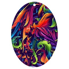 Colorful Floral Patterns, Abstract Floral Background Uv Print Acrylic Ornament Oval by nateshop