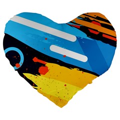 Colorful Paint Strokes Large 19  Premium Flano Heart Shape Cushions by nateshop