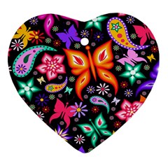 Floral Butterflies Heart Ornament (two Sides) by nateshop