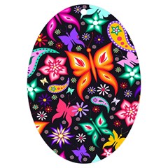 Floral Butterflies Uv Print Acrylic Ornament Oval by nateshop