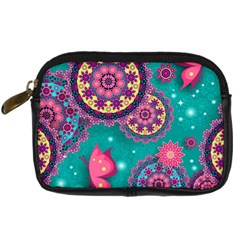 Floral Pattern, Abstract, Colorful, Flow Digital Camera Leather Case by nateshop