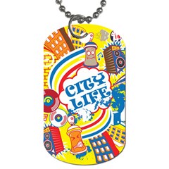 Colorful City Life Horizontal Seamless Pattern Urban City Dog Tag (two Sides) by Bedest