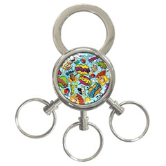 Vintage Tattoos Colorful Seamless Pattern 3-ring Key Chain by Bedest