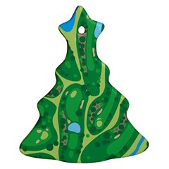 Golf Course Par Golf Course Green Christmas Tree Ornament (two Sides) by Cemarart