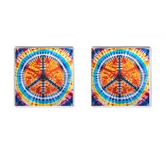 Tie Dye Peace Sign Cufflinks (square) by Cemarart