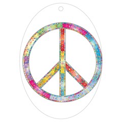 Flourish Decorative Peace Sign Uv Print Acrylic Ornament Oval by Cemarart