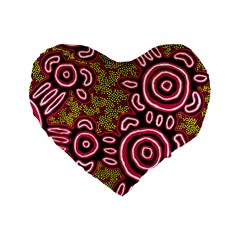 Authentic Aboriginal Art - You Belong Standard 16  Premium Flano Heart Shape Cushions by hogartharts