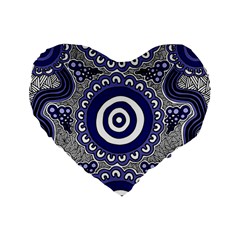 Authentic Aboriginal Art - Gathering Standard 16  Premium Flano Heart Shape Cushions by hogartharts