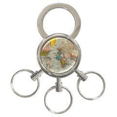 Vintage World Map 3-ring Key Chain