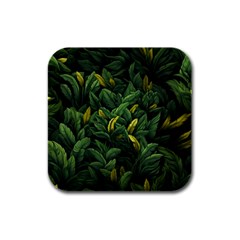 Banana Leaves Rubber Square Coaster (4 Pack) by goljakoff