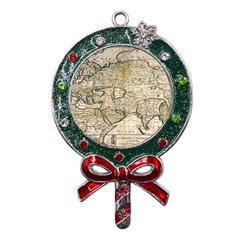 Tartaria Empire Vintage Map Metal X mas Lollipop With Crystal Ornament by Grandong