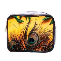 Sunset Illustration Water Night Sun Landscape Grass Clouds Painting Digital Art Drawing Mini Toiletries Bag (one Side) by Cemarart
