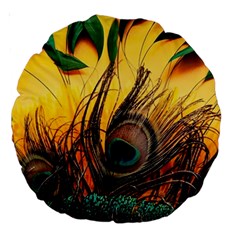 Sunset Illustration Water Night Sun Landscape Grass Clouds Painting Digital Art Drawing Large 18  Premium Round Cushions by Cemarart