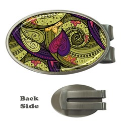 Green Paisley Background, Artwork, Paisley Patterns Money Clips (oval)  by nateshop