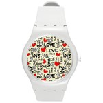 Love Abstract Background Love Textures Round Plastic Sport Watch (M)