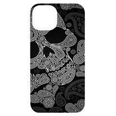 Paisley Skull, Abstract Art Iphone 14 Black Uv Print Case by nateshop