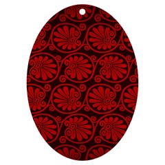 Red Floral Pattern Floral Greek Ornaments Uv Print Acrylic Ornament Oval by nateshop