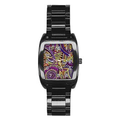 Violet Paisley Background, Paisley Patterns, Floral Patterns Stainless Steel Barrel Watch by nateshop