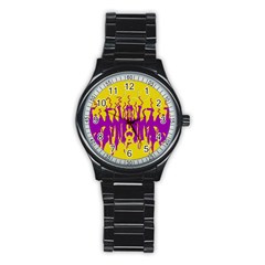 Yellow And Purple In Harmony Stainless Steel Round Watch by pepitasart