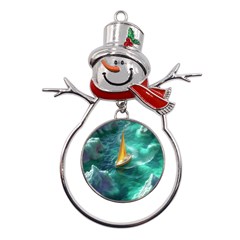 Dolphins Sea Ocean Water Metal Snowman Ornament by Cemarart