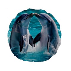 Dolphins Sea Ocean Standard 15  Premium Flano Round Cushions by Cemarart