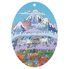 Art Psychedelic Mountain Uv Print Acrylic Ornament Oval by Cemarart