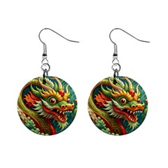 Chinese New Year ¨c Year Of The Dragon Mini Button Earrings