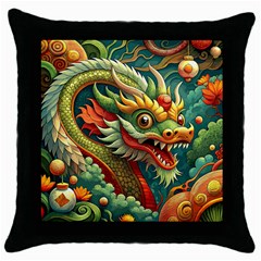 Chinese New Year ¨c Year Of The Dragon Throw Pillow Case (black)