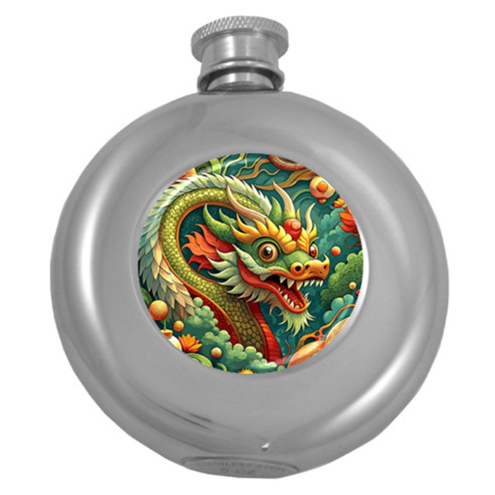 Chinese New Year – Year of the Dragon Round Hip Flask (5 oz)
