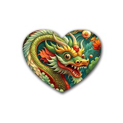 Chinese New Year ¨c Year Of The Dragon Rubber Heart Coaster (4 Pack)