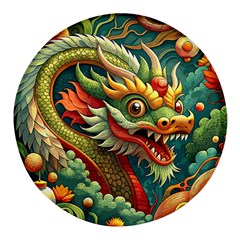 Chinese New Year ¨c Year Of The Dragon Round Glass Fridge Magnet (4 Pack)